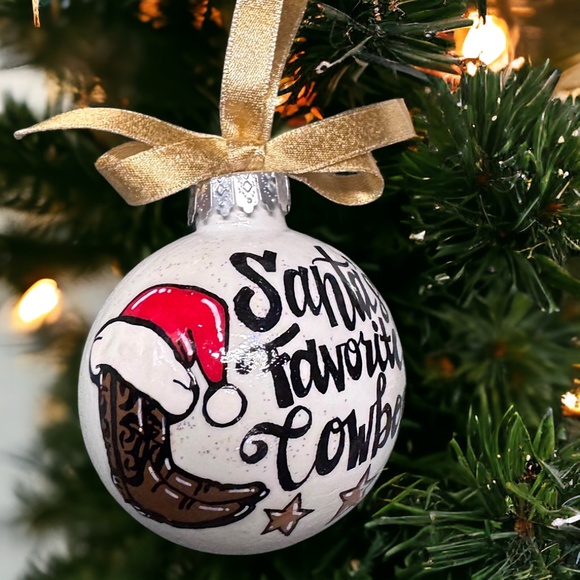 Santa's Favorite Cowboy Holiday Ornament - Saddle Up for a Country Christmas! - Picture 11 of 12